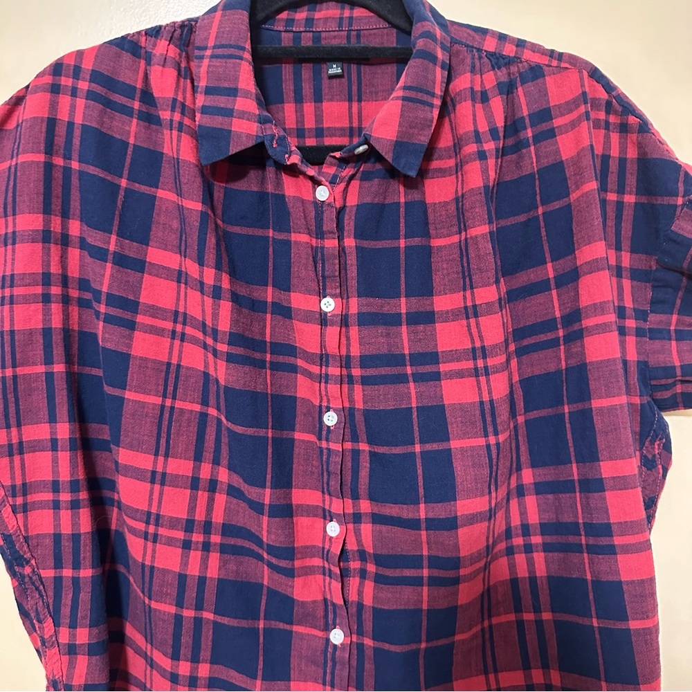 Madewell Central Shirt Short Sleeve Button Up Boxy Women M Bushwick Plaid - Picture 4 of 8